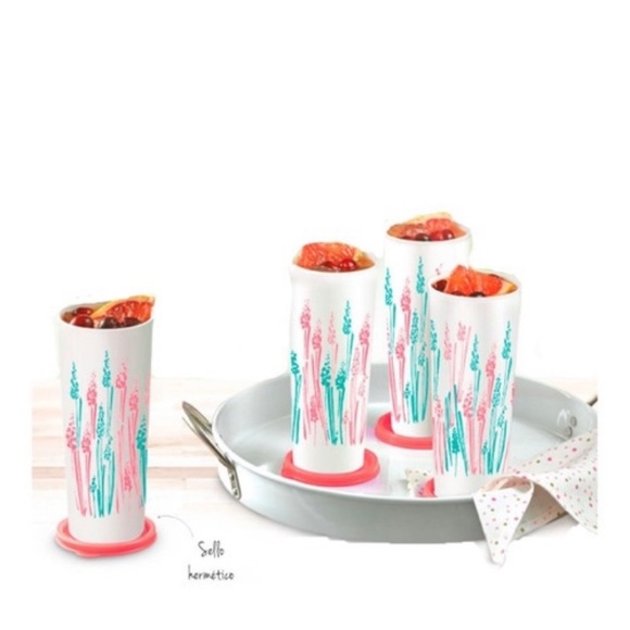 New Tupperware 16oz Tumblers Set of 4 Wheat Design - Picture 4 of 4